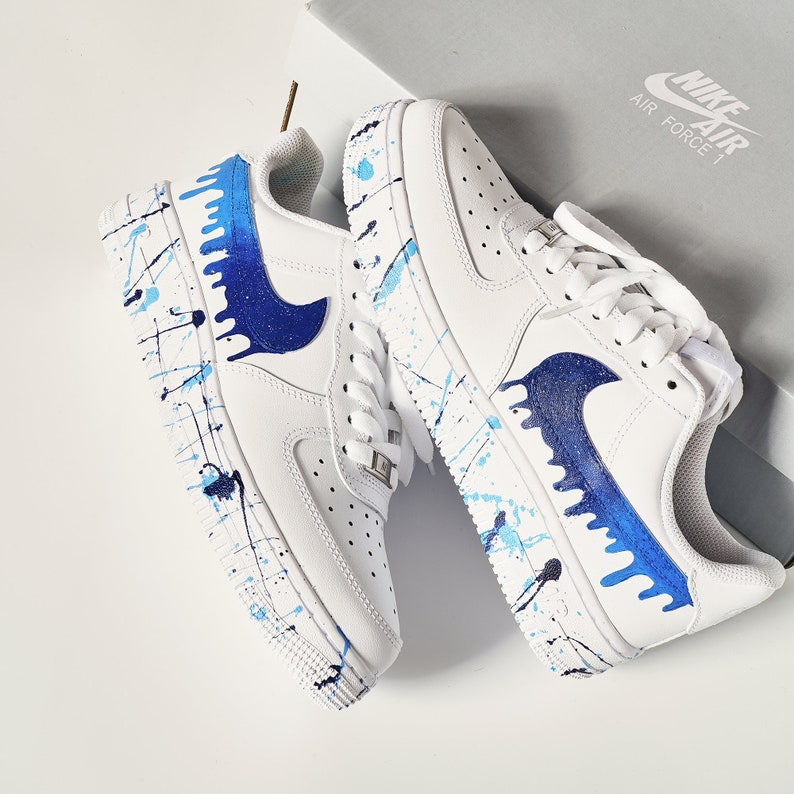 HandPainted Blue Drip Custom Shoes