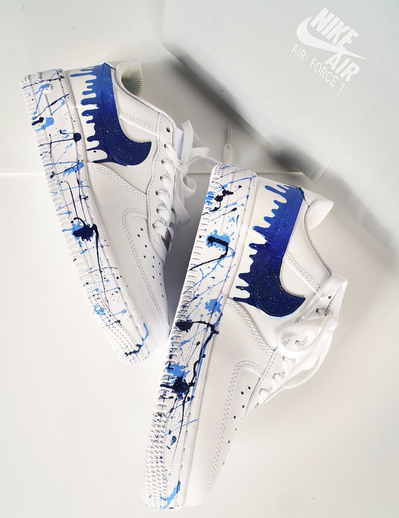HandPainted Blue Drip Custom Shoes