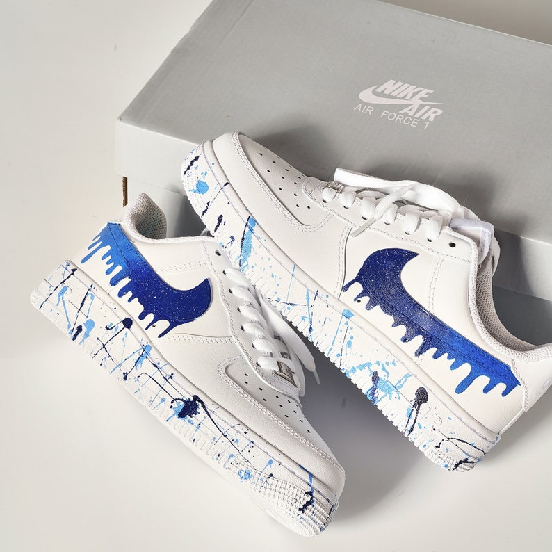 HandPainted Blue Drip Custom Shoes