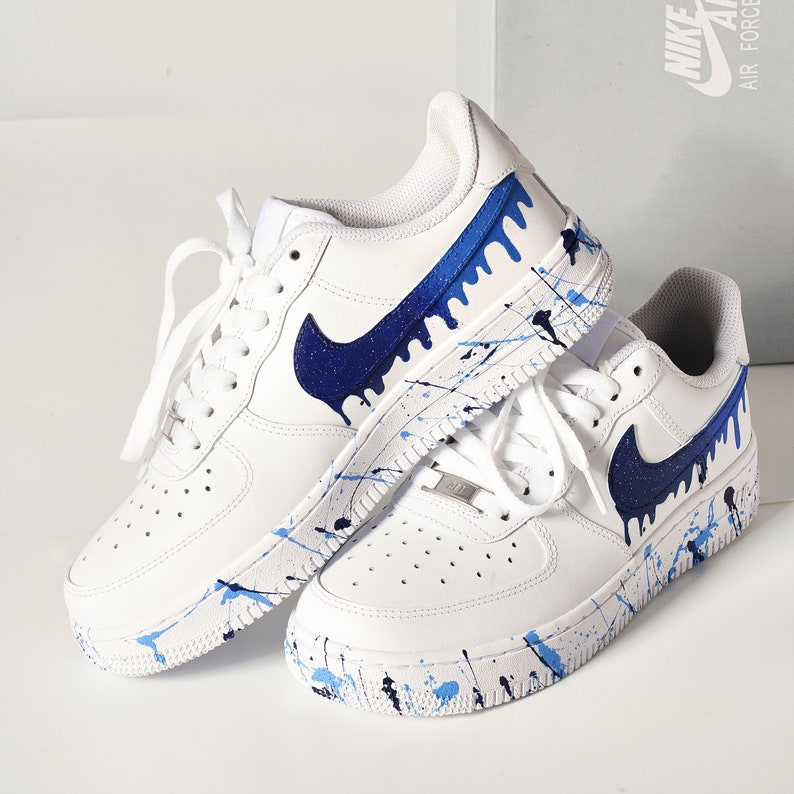 HandPainted Blue Drip Custom Shoes