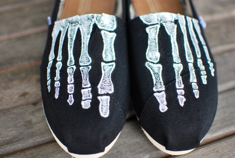 Custom Hand Painted  Skeleton  SLIP-ON