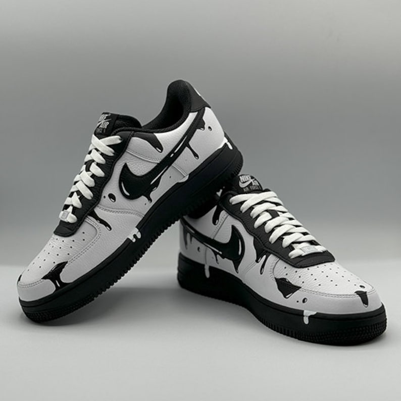 Black and White Drip Shoes, Custom Shoes, Hand Painted Shoes