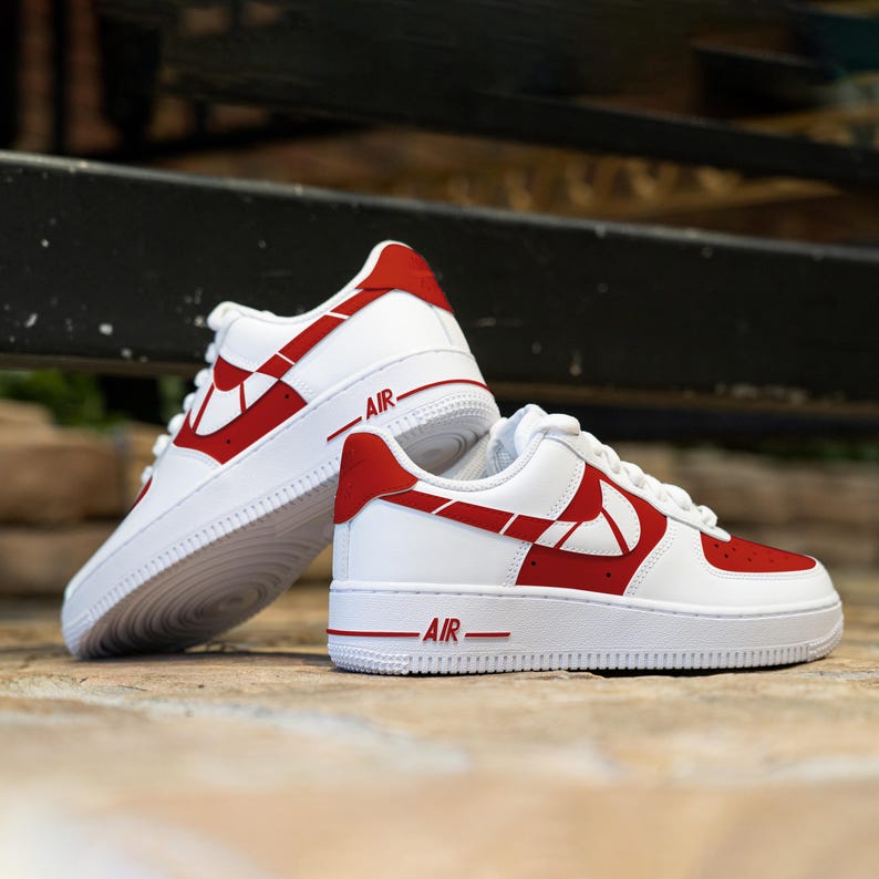 Custom Red Hand Painted White Red Shoes