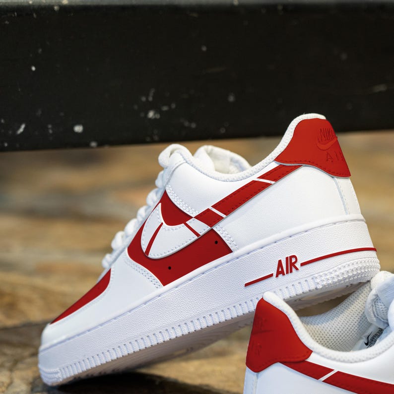 Custom Red Hand Painted White Red Shoes