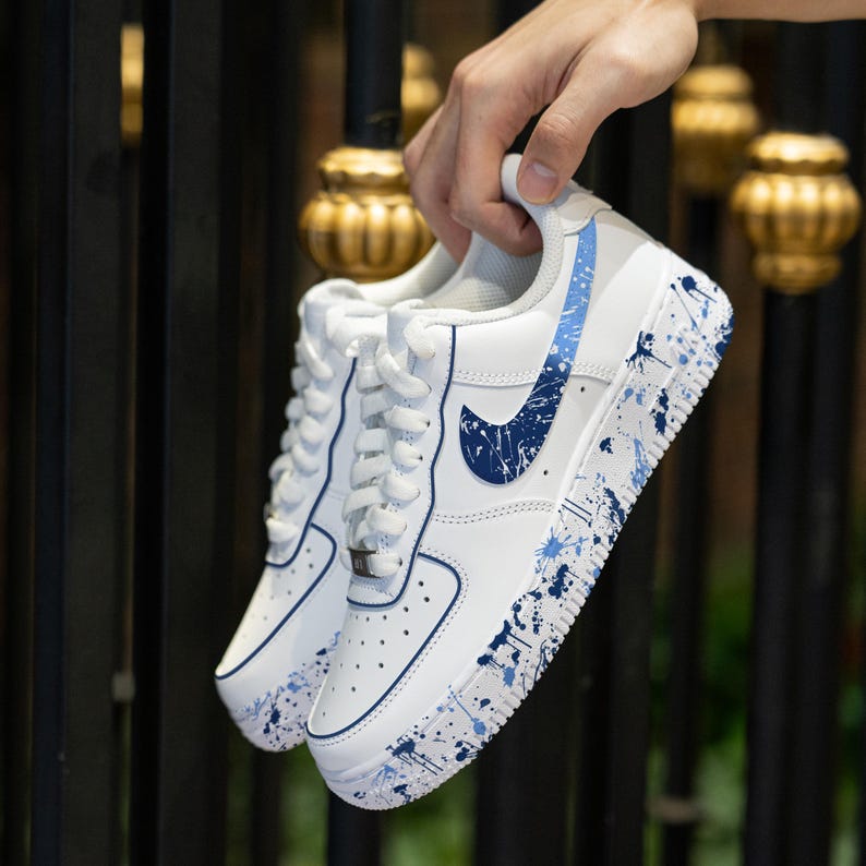Custom Blue Splatter Hand Painted Shoes