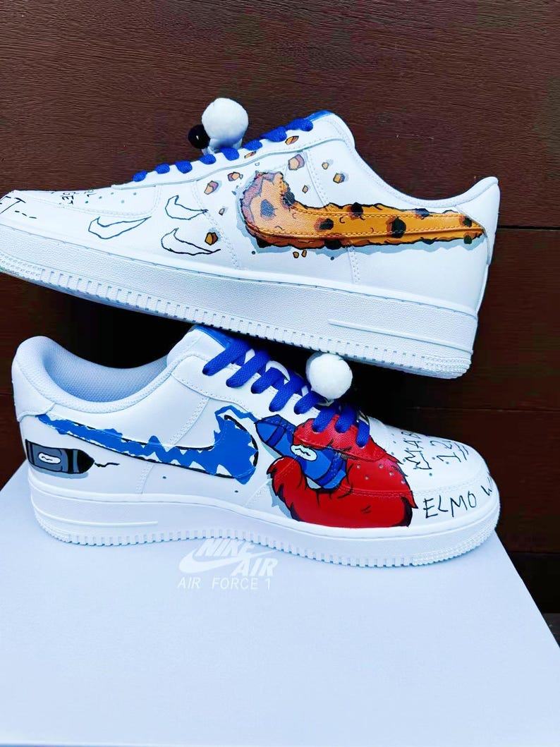 Custom Cookie Blue Mst Painted Shoes